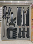 8 Pcs Professional Non-Stick Kitchen Knife Set, Wave Pattern Stainless Steel Blades, Crocodile Texture Anti-Slip Handles,Premium Gift Box