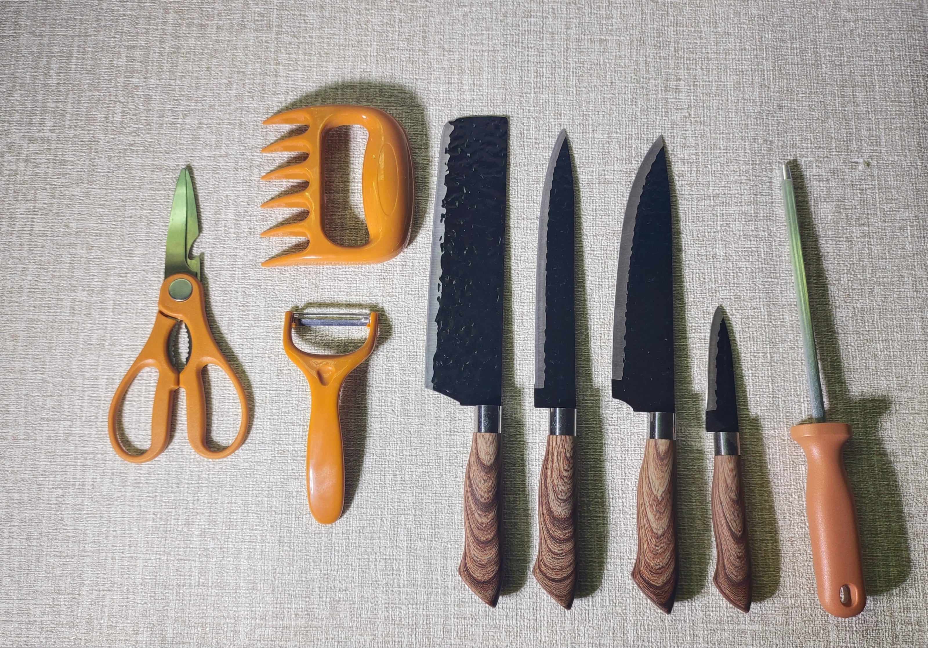8-Piece Hammered High-Carbon Stainless Steel Kitchen Knife Gift Set
