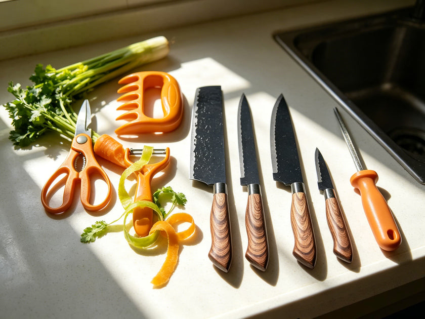 8-Piece Hammered High-Carbon Stainless Steel Kitchen Knife Gift Set
