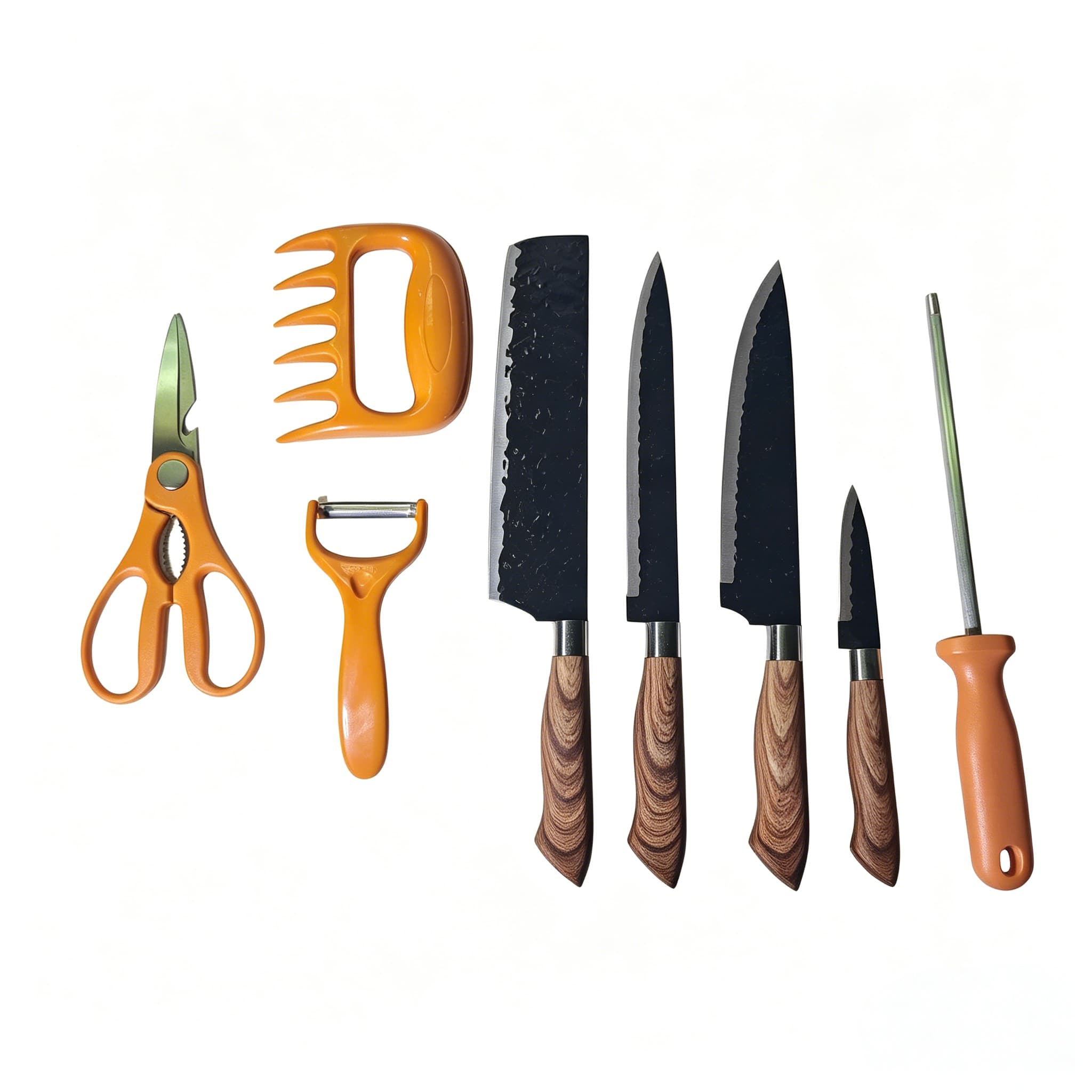 8-Piece Hammered High-Carbon Stainless Steel Kitchen Knife Gift Set