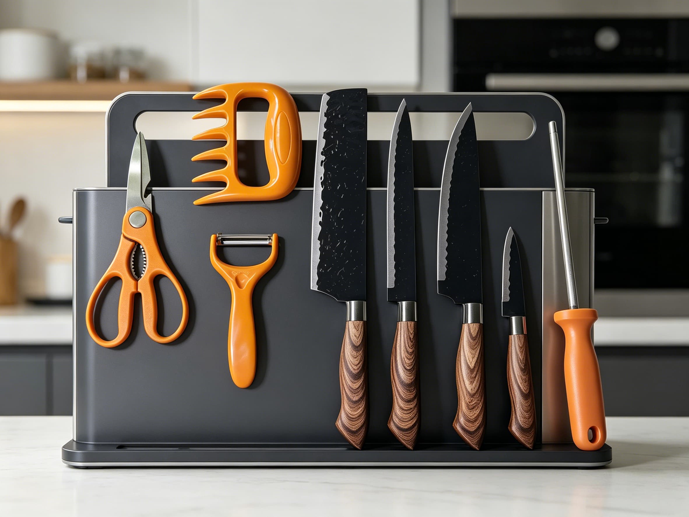 8-Piece Hammered High-Carbon Stainless Steel Kitchen Knife Gift Set