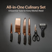 6-Piece Rose Gold Titanium-Coated Kitchen Knife Gift Set, with Non-Slip Handles and Ergonomic Design