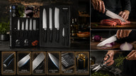 6 Pcs Polished Stainless Steel Kitchen Knife Set with Crocodile Non-Slip Handles