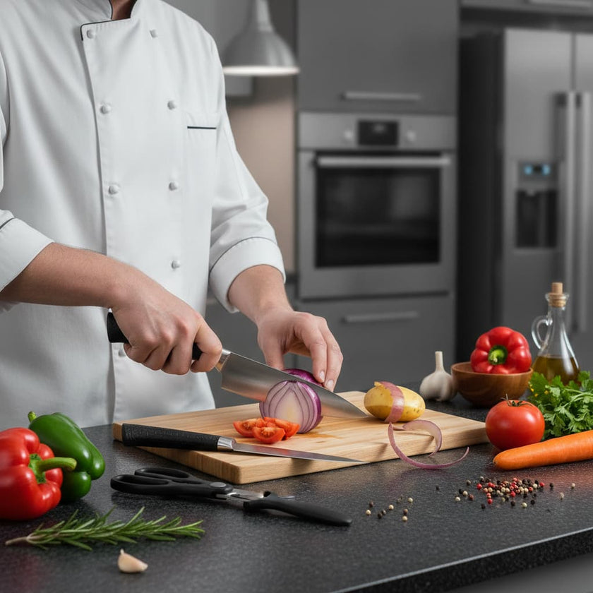 6 Pcs Polished Stainless Steel Kitchen Knife Set with Crocodile Non-Slip Handles
