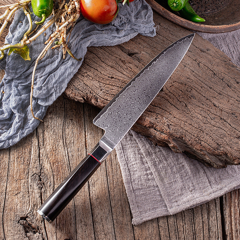 All-Purpose Damascus Steel Chef Knife, Ergonomic Wood Handle