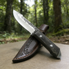 High-hardness outdoor adventure straight knife, with leather blade cover, essential hand-forged knife for wilderness survival. Super sharp blade with anti-slip wooden handle