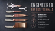 6-Piece Cream Rose Gold Titanium Kitchen Knife Gift Set