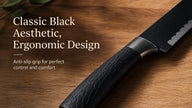 6-Piece Black Wave Non-Stick Kitchen Knife Set with Crocodile Anti-Slip Handles