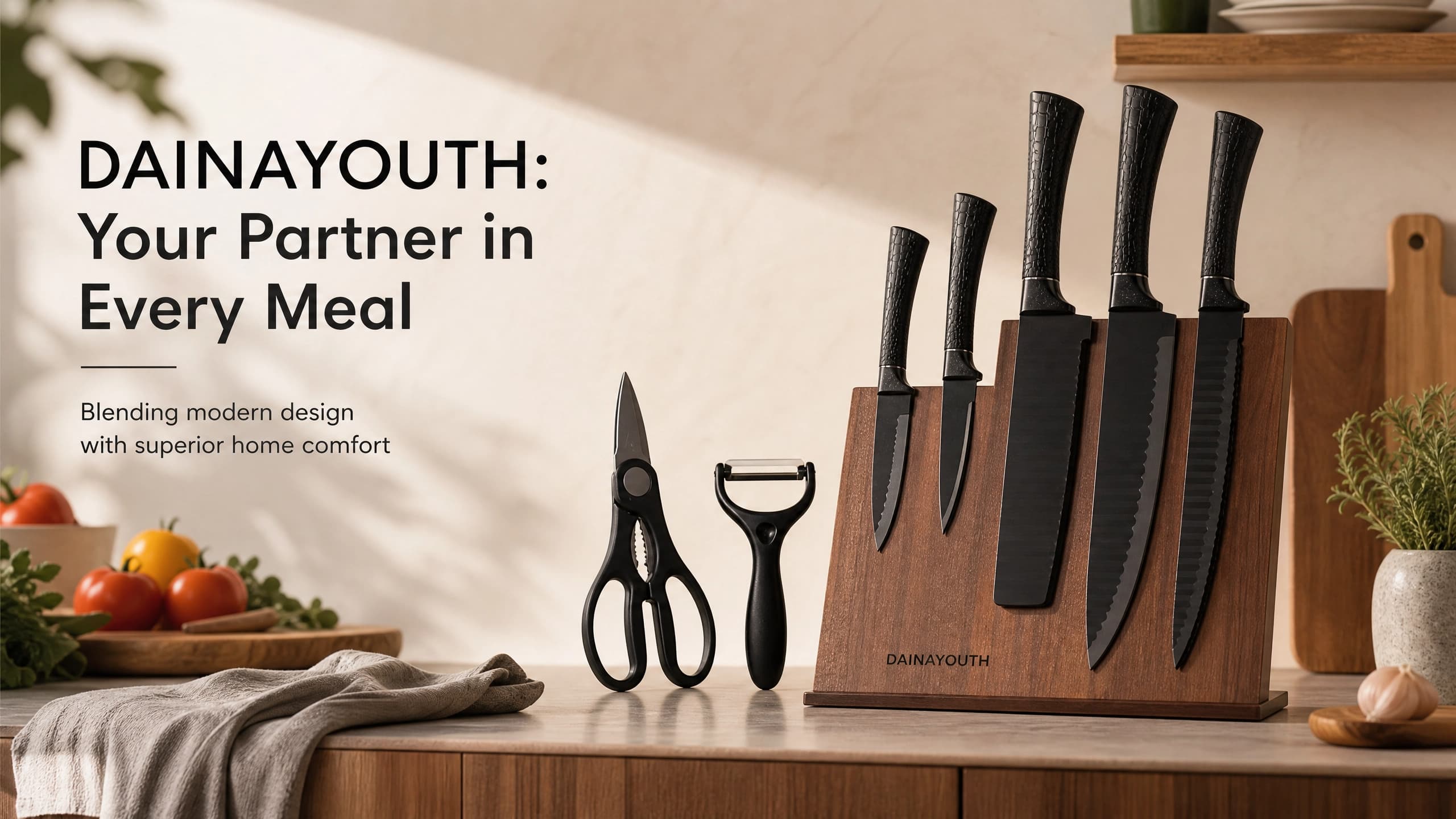 6-Piece Black Wave Non-Stick Kitchen Knife Set with Crocodile Anti-Slip Handles