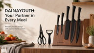 6-Piece Black Wave Non-Stick Kitchen Knife Set with Crocodile Anti-Slip Handles