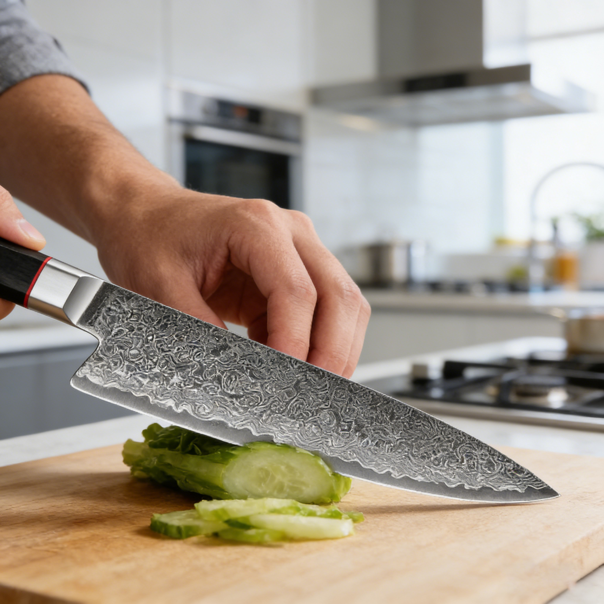 All-Purpose Damascus Steel Chef Knife, Ergonomic Wood Handle サブ画像