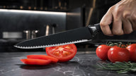 6-Piece Black Wave Non-Stick Kitchen Knife Set, Crocodile Embossed Anti-Slip Handles