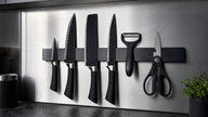 6-Piece Black Wave Non-Stick Kitchen Knife Set, Crocodile Embossed Anti-Slip Handles