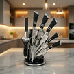 Unique Life 7 Pieces Professional Kitchen Knife Set | Ergonomic Non-Slip Handles | Premium Stainless Steel Cutlery with Rotating Stand