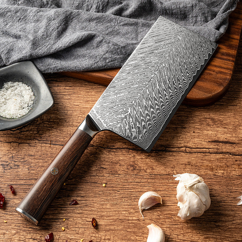67-Layer Damascus Steel 5-Piece Wooden Handle Kitchen Knife Gift Set (with Storage Base)
