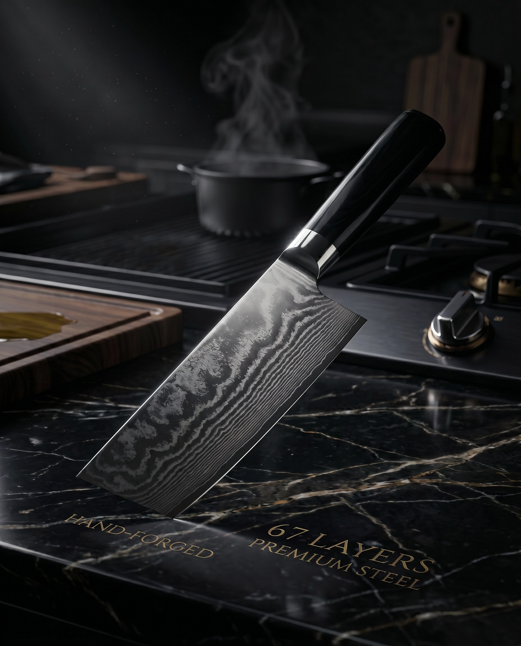 7 Inch 67-Layer High Carbon Damascus Steel Nakiri Knife, Ebony Wood Handle Japanese Vegetable Cleaver for Home & Professional Cooking