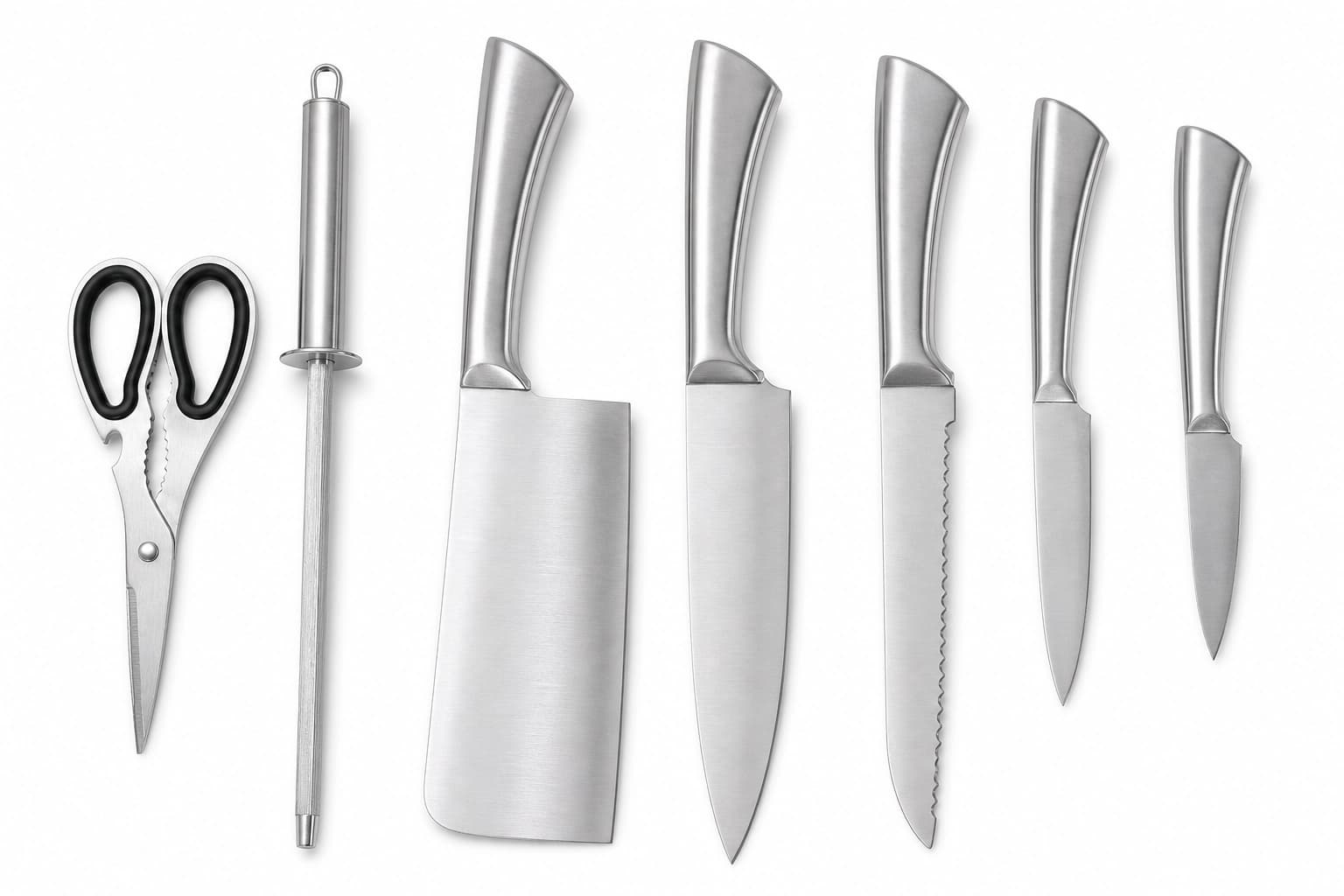 Unique Life 7 Pieces Premium Stainless Steel Kitchen Knife Set with Rotating Stand - Professional Forged Cutlery for Modern Home Cooking Secondary image