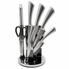 Unique Life 7 Pieces Premium Stainless Steel Kitchen Knife Set with Rotating Stand - Professional Forged Cutlery for Modern Home Cooking