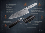 3 Pieces 67-Layer 9Cr18 Damascus Kitchen Knife Set, Ebony Wood Handle, Paring/Santoku/Slicer Premium Chef Knives