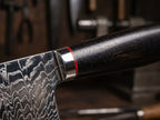 3 Pieces 67-Layer 9Cr18 Damascus Kitchen Knife Set, Ebony Wood Handle, Paring/Santoku/Slicer Premium Chef Knives