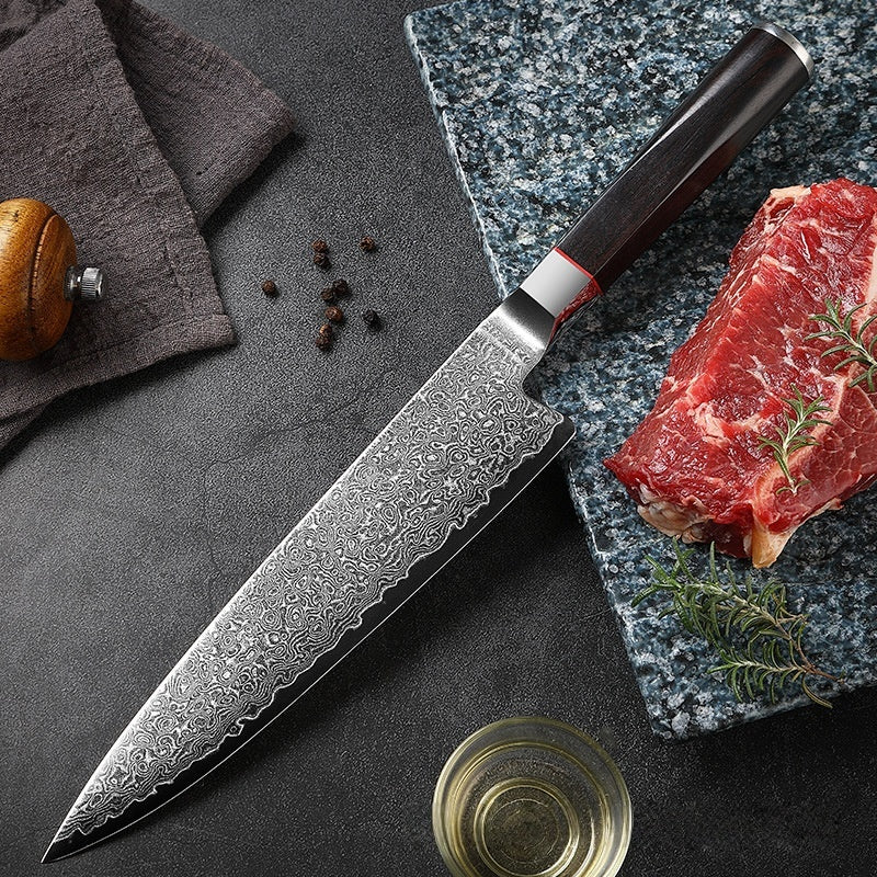 All-Purpose Damascus Steel Chef Knife, Ergonomic Wood Handle メイン画像