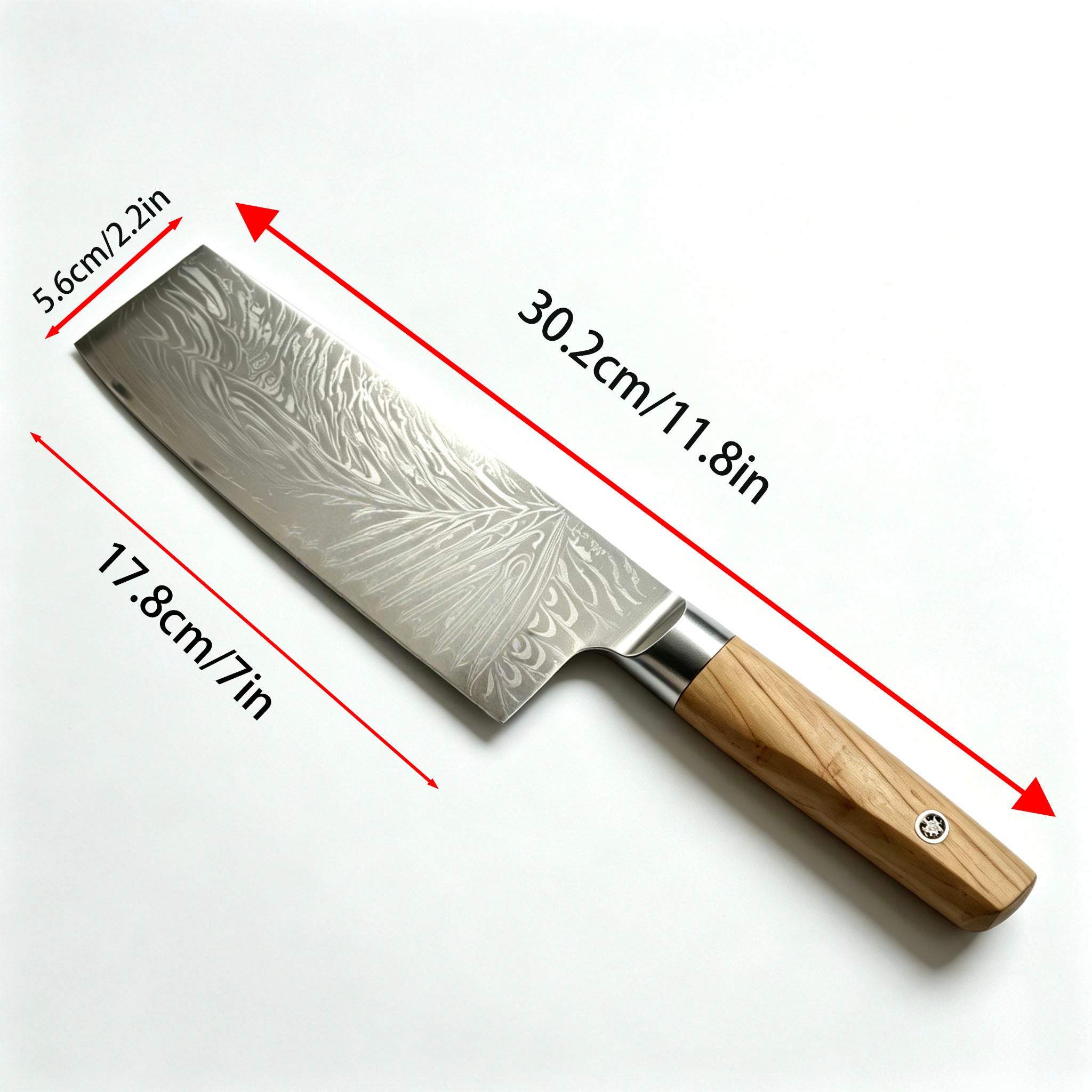 Damascus NAkiri 7-inch Sharp Meat and Vegetable Kitchen Knife, Multi-Purpose Asian Chef's Knife, Suitable for Home and Professional Kitchens, with Ergonomic Handle サブ画像
