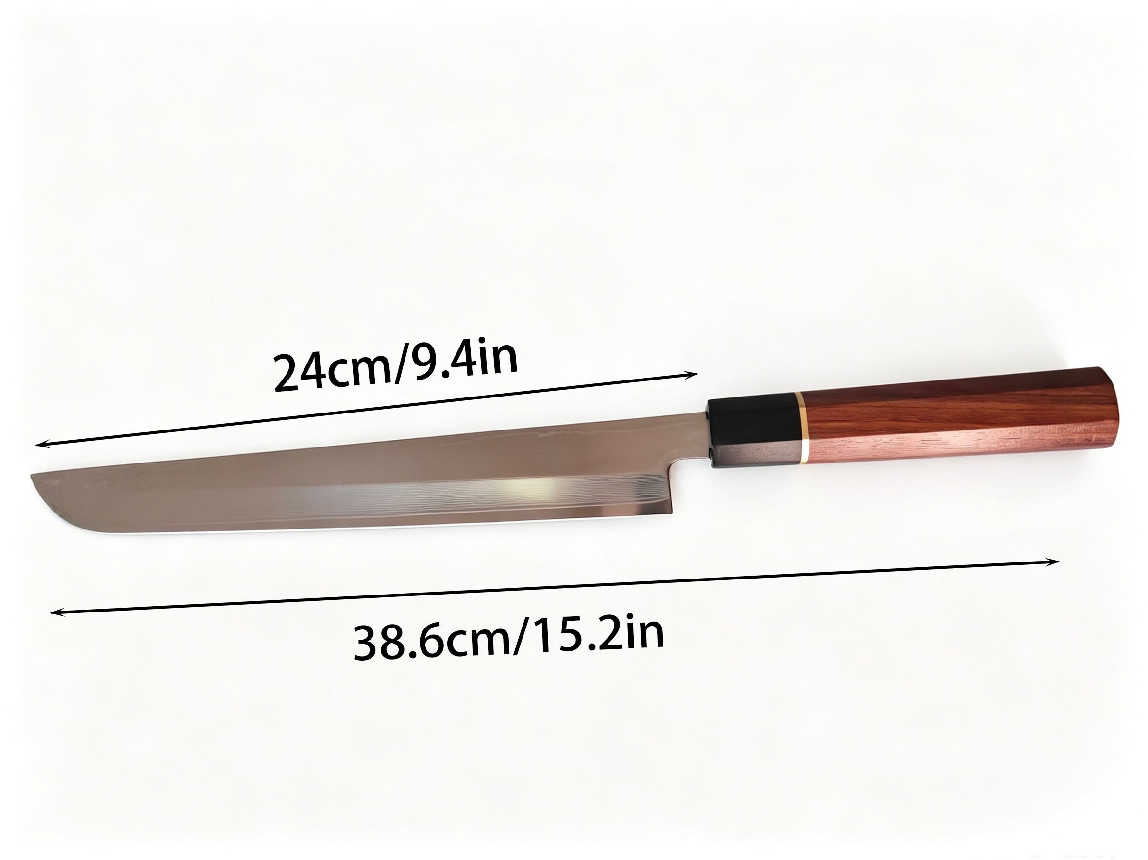 9 Inch Japanese Yanagiba Sashimi Knife, High Carbon Steel Single Bevel Blade, Rosewood Handle with Black Ebony Ferrule & Gold Accent, Professional Sushi Slicing Kitchen Knife