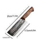 Hand-Forged Chinese Chef Knife – 7-Inch 5Cr15 High Carbon Steel Cleaver, Hammered Non-Stick Blade, Carbonized Beech Wood Handle, 11.4-inch Overall Length, Professional Kitchen Slicing Knife