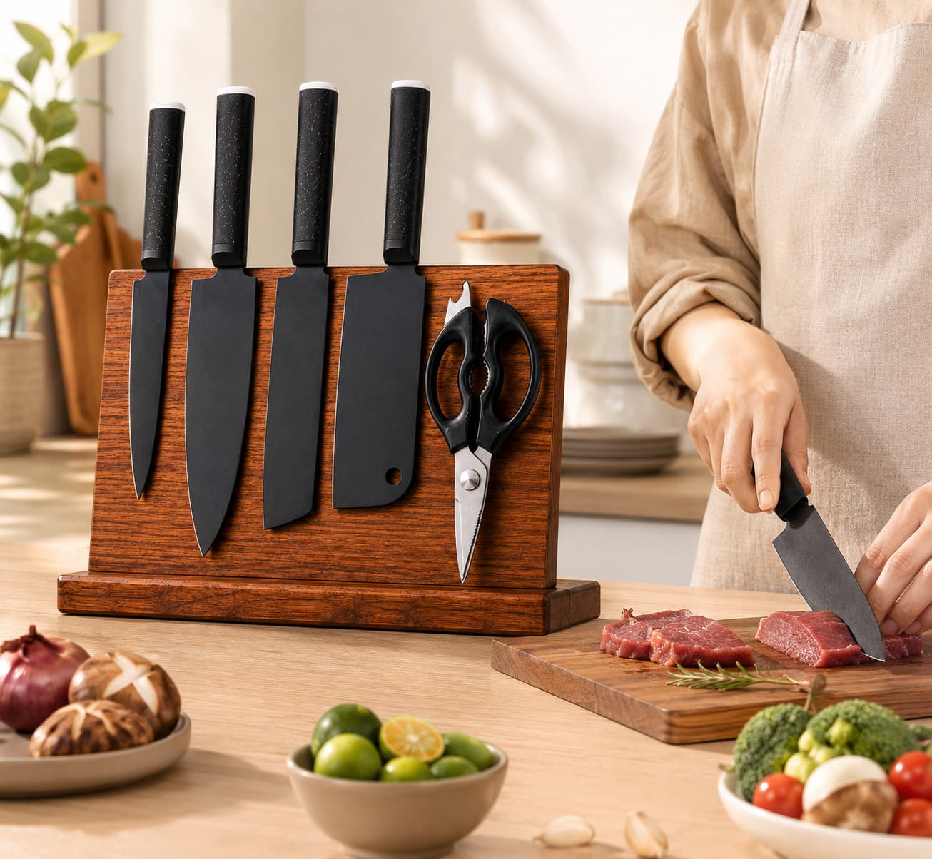 5 Pieces Black Coated 4Cr13 Stainless Steel Kitchen Knife Set Main image