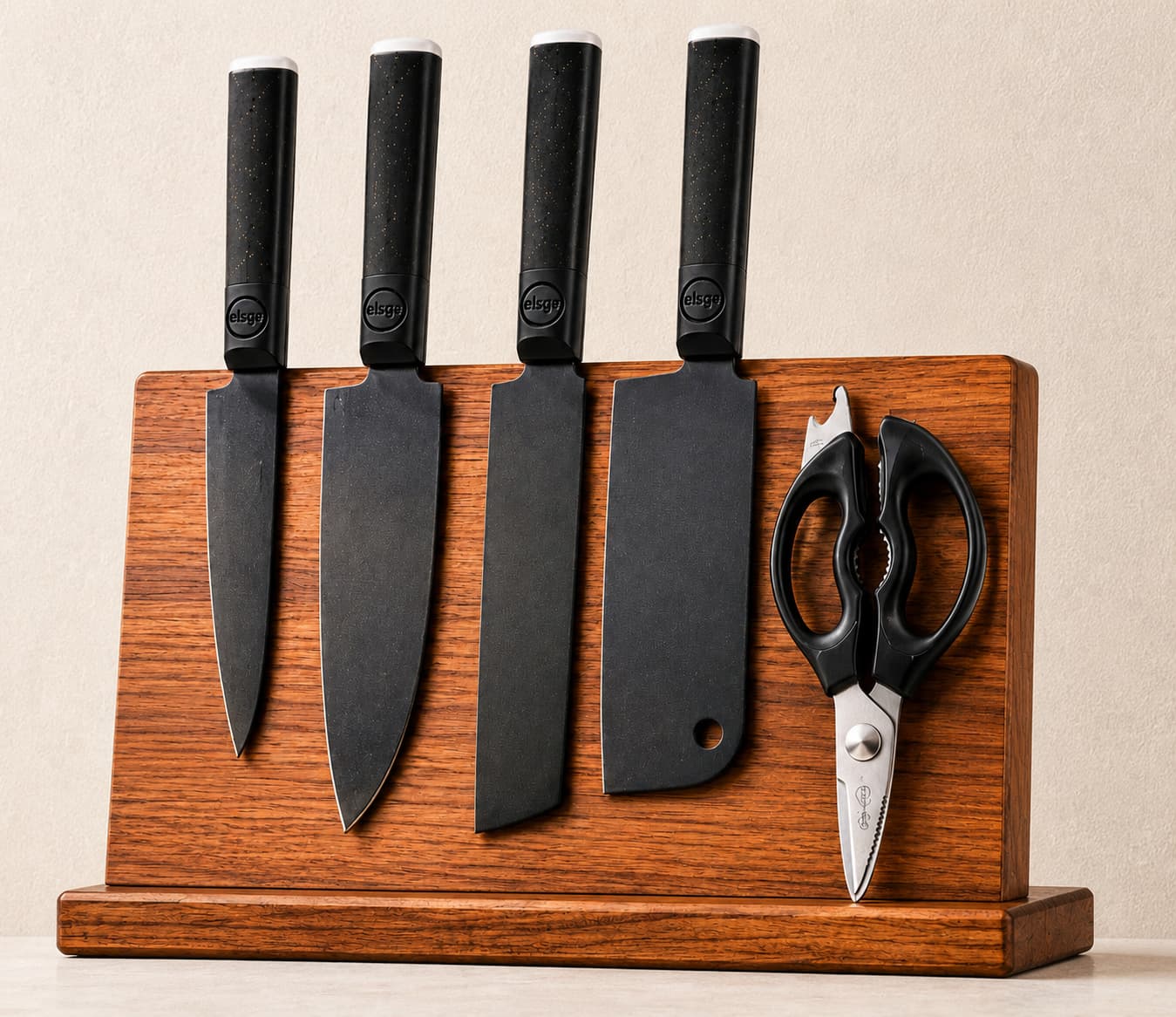 5 Pieces Black Coated 4Cr13 Stainless Steel Kitchen Knife Set
