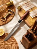 9 Inch Japanese Yanagiba Sashimi Knife, High Carbon Steel Single Bevel Blade, Rosewood Handle with Black Ebony Ferrule & Gold Accent, Professional Sushi Slicing Kitchen Knife