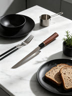 9 Inch Japanese Yanagiba Sashimi Knife, High Carbon Steel Single Bevel Blade, Rosewood Handle with Black Ebony Ferrule & Gold Accent, Professional Sushi Slicing Kitchen Knife