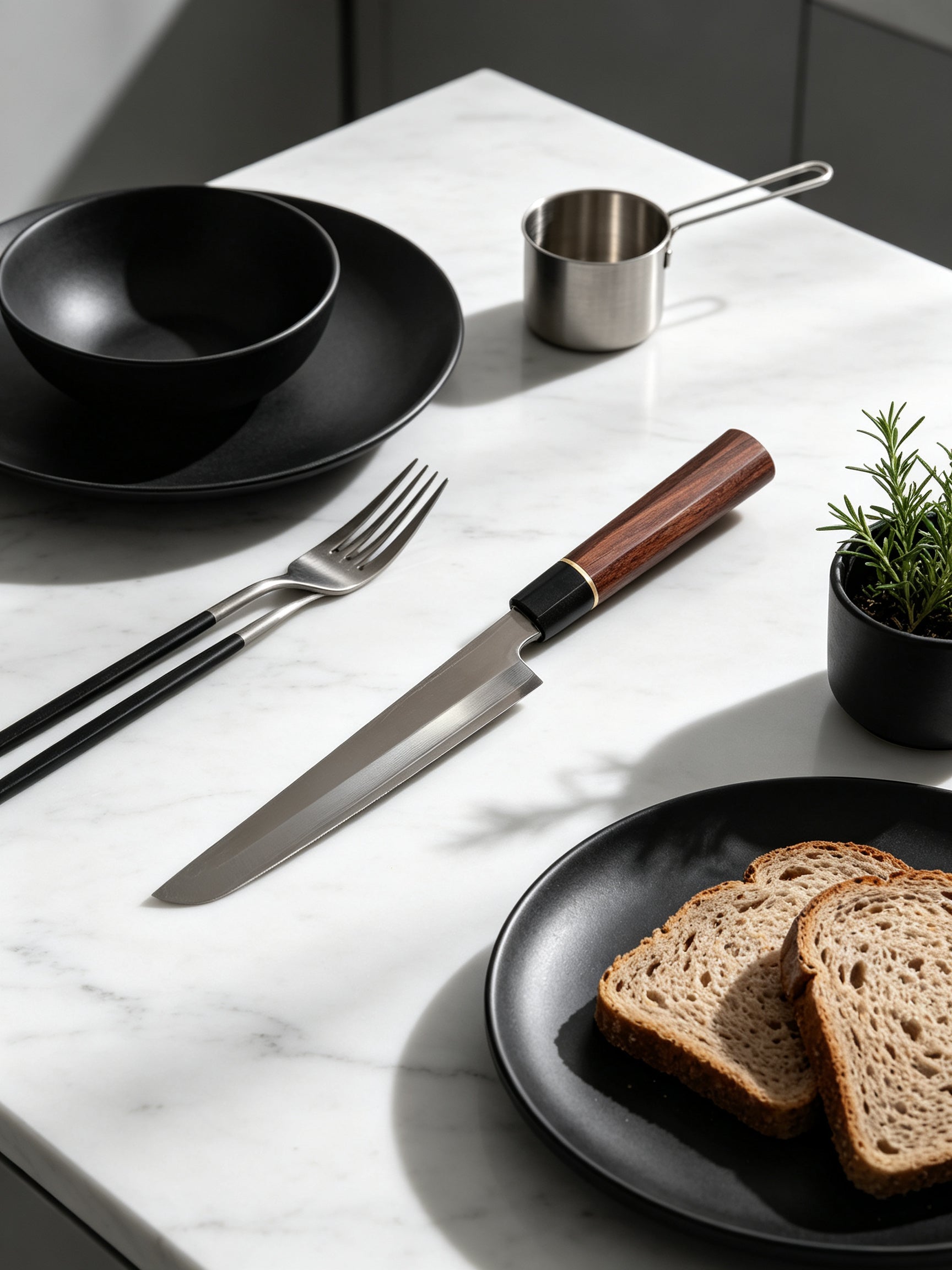 9 Inch Japanese Yanagiba Sashimi Knife, High Carbon Steel Single Bevel Blade, Rosewood Handle with Black Ebony Ferrule & Gold Accent, Professional Sushi Slicing Kitchen Knife