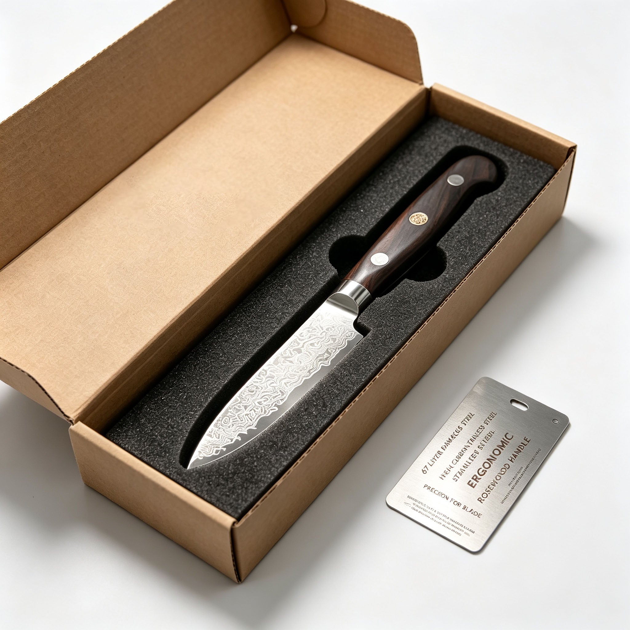 5 Inch 67-Layer Damascus Multipurpose Utility Paring Knife, Ergonomic Color-Stained Hardwood Handle