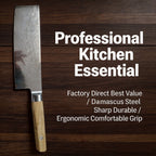Damascus NAkiri 7-inch Sharp Meat and Vegetable Kitchen Knife, Multi-Purpose Asian Chef's Knife, Suitable for Home and Professional Kitchens, with Ergonomic Handle