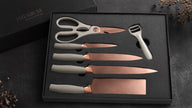 6-Piece Cream Rose Gold Titanium Kitchen Knife Gift Set