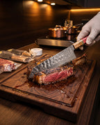 8.7 Inch 9Cr18 Damascus Steel Kiritsuke Chef Knife, Octagonal Spliced Stabilized Wood Handle, All-Purpose Premium Kitchen Knife
