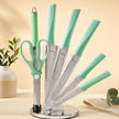 8 Pieces Mint Green Kitchen Knife Set with 360° Rotating Clear Acrylic Knife Block, Stainless Steel Sharp Cutlery Kit