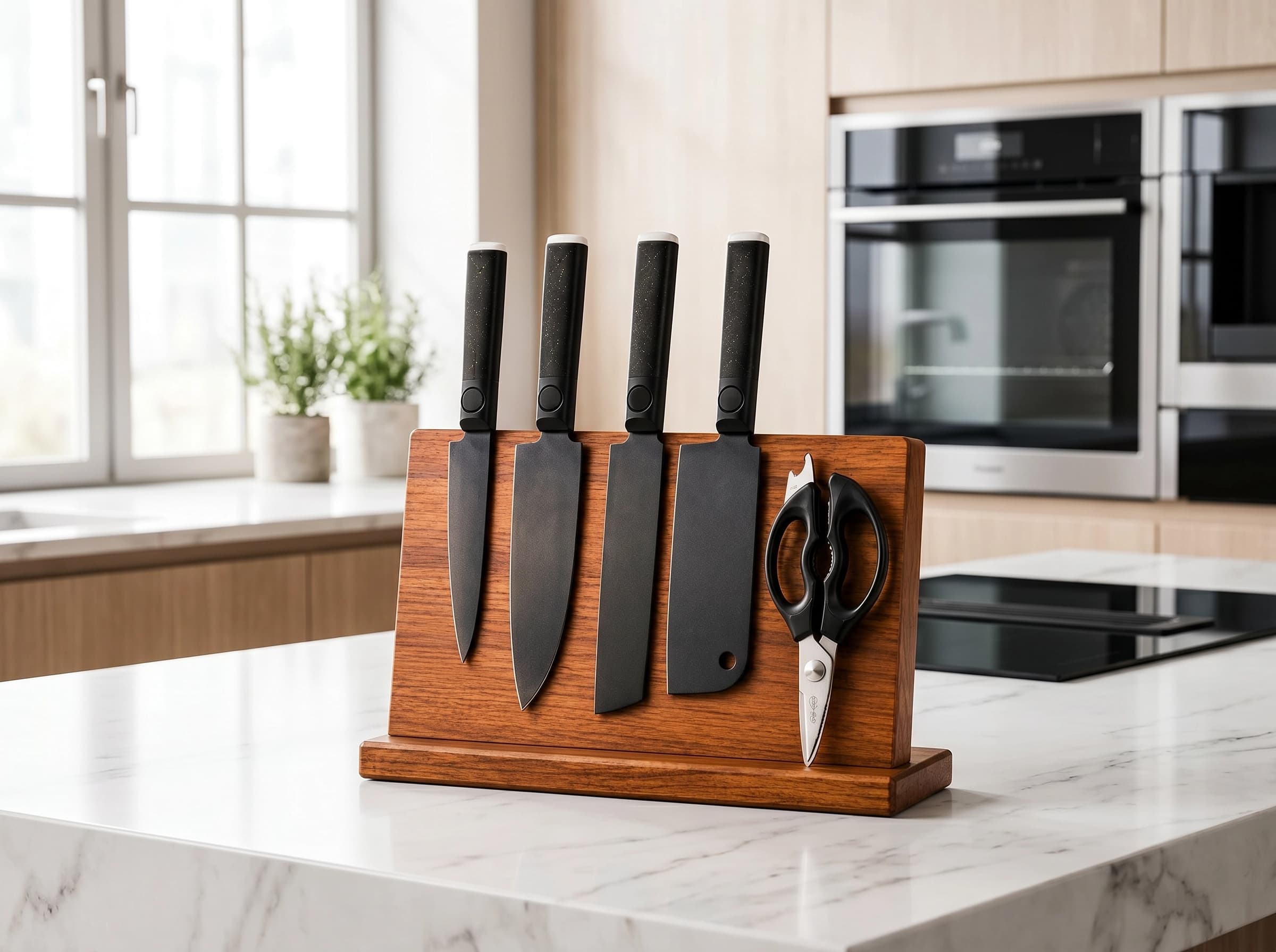 5 Pieces Black Coated 4Cr13 Stainless Steel Kitchen Knife Set