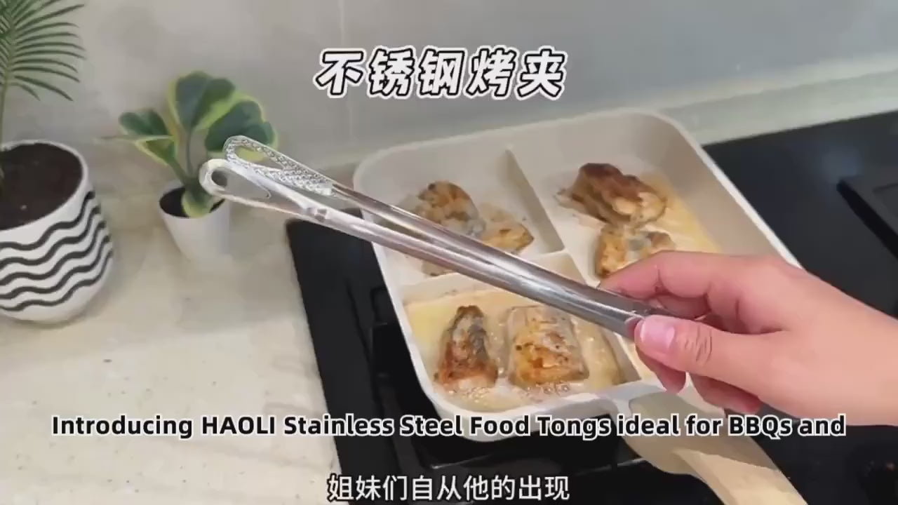 Korean-Style Stainless Steel Long-Handle Food Tongs