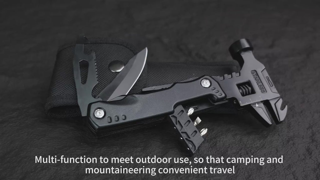 EDC Outdoor Multi-Functional Tactical Hammer with Folding Knife & Pliers