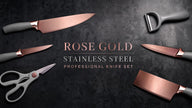 6-Piece Cream Rose Gold Titanium Kitchen Knife Gift Set