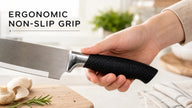 9 Pieces Sharp Stainless Steel Kitchen Knife Set with Space-Saving Rotating Knife Block