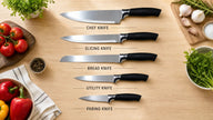 9 Pieces Sharp Stainless Steel Kitchen Knife Set with Space-Saving Rotating Knife Block