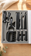 8 Pcs Professional Non-Stick Kitchen Knife Set, Wave Pattern Stainless Steel Blades, Crocodile Texture Anti-Slip Handles,Premium Gift Box