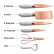 6-Piece Cream Rose Gold Titanium Kitchen Knife Gift Set