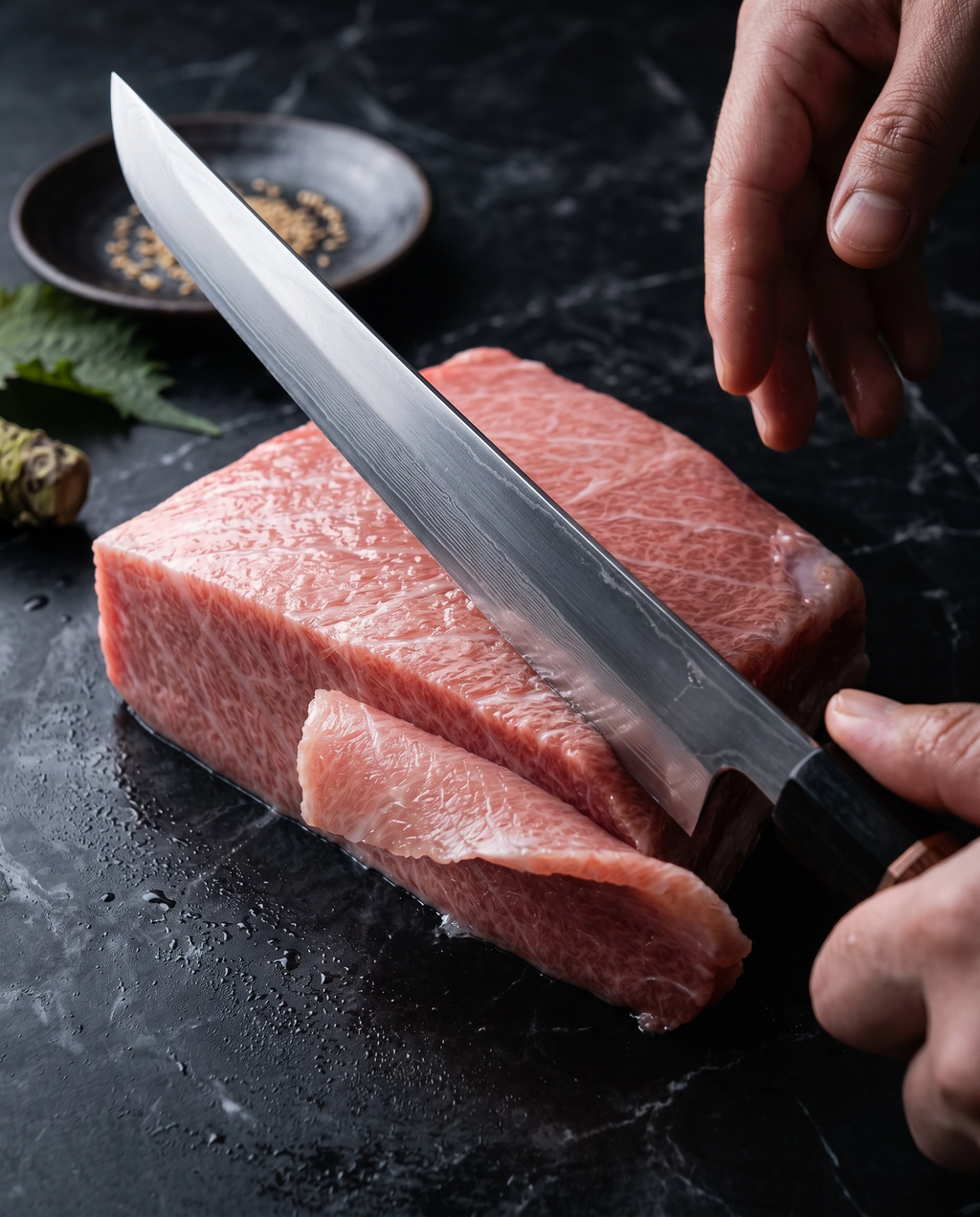 9 Inch Japanese Yanagiba Sashimi Knife, High Carbon Steel Single Bevel Blade, Rosewood Handle with Black Ebony Ferrule & Gold Accent, Professional Sushi Slicing Kitchen Knife